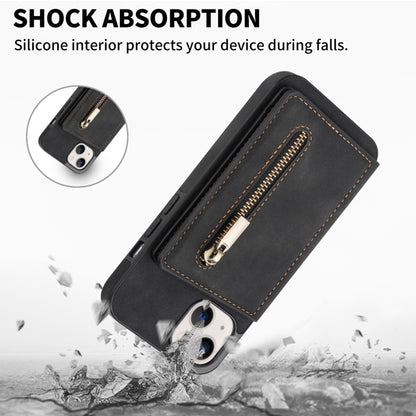 Zipper Card Holder Phone Case, For iPhone 13 mini, For iPhone 13, For iPhone 13 Pro, For iPhone 13 Pro Max, For iPhone 12, For iPhone 12 Pro Max, For iPhone 11, For iPhone 11 Pro