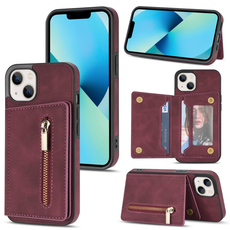 Zipper Card Holder Phone Case, For iPhone 13 mini, For iPhone 13, For iPhone 13 Pro, For iPhone 13 Pro Max, For iPhone 12, For iPhone 12 Pro Max, For iPhone 11, For iPhone 11 Pro