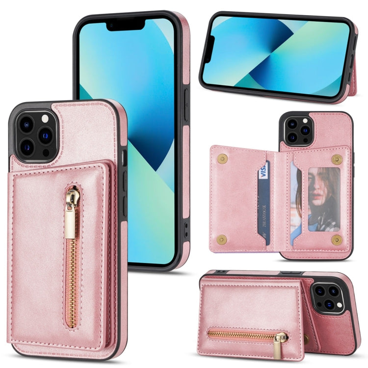 Zipper Card Holder Phone Case, For iPhone 13 mini, For iPhone 13, For iPhone 13 Pro, For iPhone 13 Pro Max, For iPhone 12, For iPhone 12 Pro Max, For iPhone 11, For iPhone 11 Pro