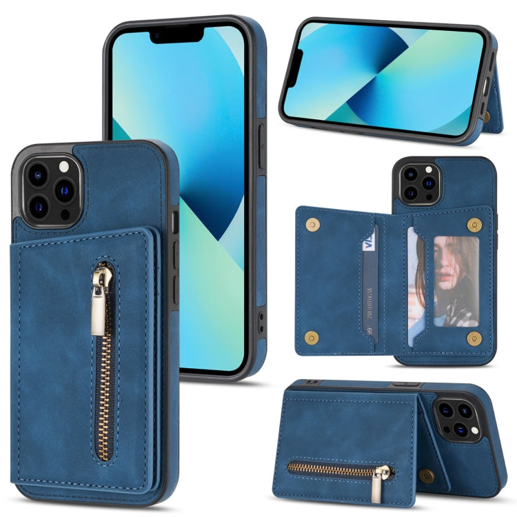 Zipper Card Holder Phone Case, For iPhone 13 mini, For iPhone 13, For iPhone 13 Pro, For iPhone 13 Pro Max, For iPhone 12, For iPhone 12 Pro Max, For iPhone 11, For iPhone 11 Pro