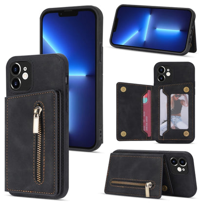 Zipper Card Holder Phone Case, For iPhone 13 mini, For iPhone 13, For iPhone 13 Pro, For iPhone 13 Pro Max, For iPhone 12, For iPhone 12 Pro Max, For iPhone 11, For iPhone 11 Pro
