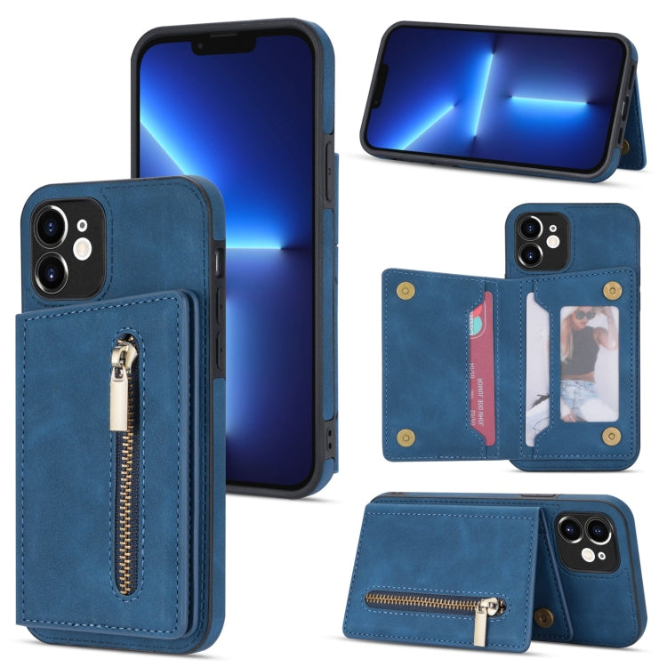 Zipper Card Holder Phone Case, For iPhone 13 mini, For iPhone 13, For iPhone 13 Pro, For iPhone 13 Pro Max, For iPhone 12, For iPhone 12 Pro Max, For iPhone 11, For iPhone 11 Pro