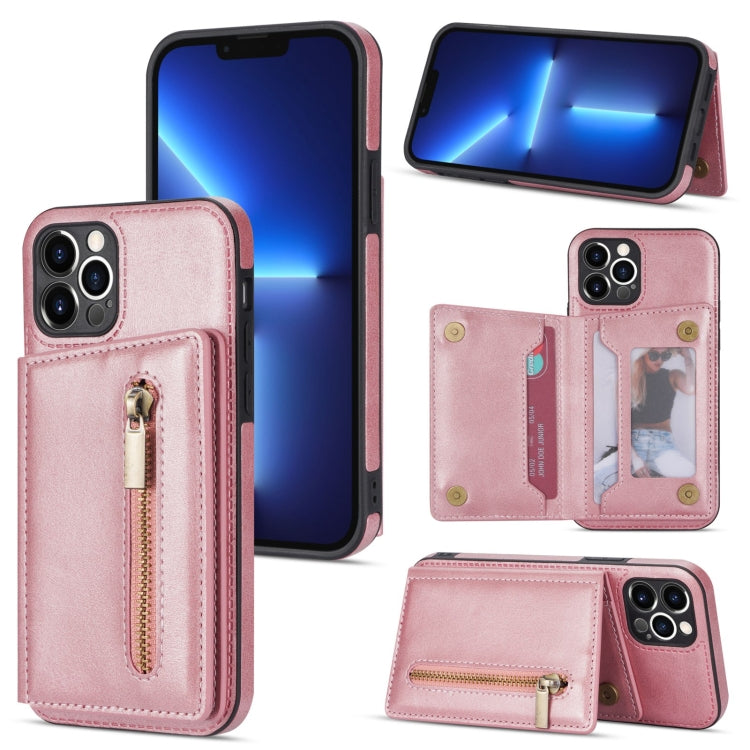 Zipper Card Holder Phone Case, For iPhone 13 mini, For iPhone 13, For iPhone 13 Pro, For iPhone 13 Pro Max, For iPhone 12, For iPhone 12 Pro Max, For iPhone 11, For iPhone 11 Pro
