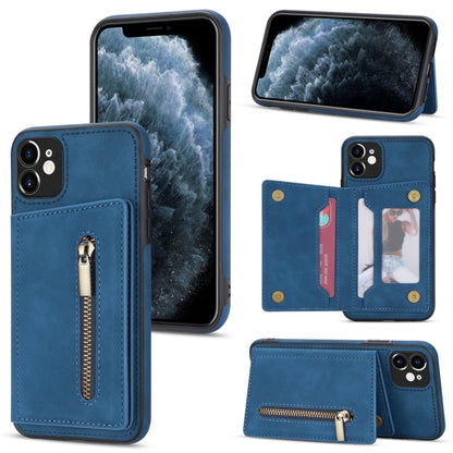 Zipper Card Holder Phone Case, For iPhone 13 mini, For iPhone 13, For iPhone 13 Pro, For iPhone 13 Pro Max, For iPhone 12, For iPhone 12 Pro Max, For iPhone 11, For iPhone 11 Pro