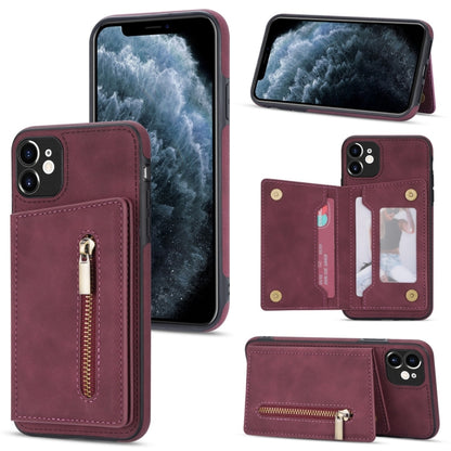 Zipper Card Holder Phone Case, For iPhone 13 mini, For iPhone 13, For iPhone 13 Pro, For iPhone 13 Pro Max, For iPhone 12, For iPhone 12 Pro Max, For iPhone 11, For iPhone 11 Pro