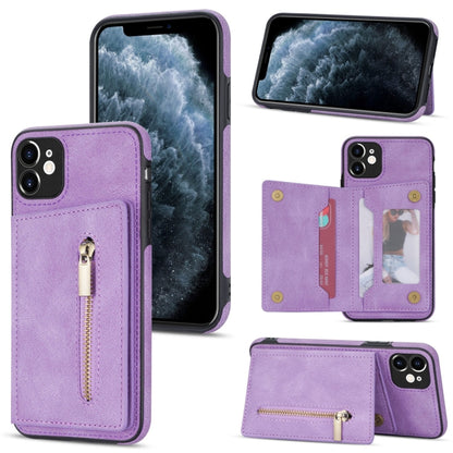 Zipper Card Holder Phone Case, For iPhone 13 mini, For iPhone 13, For iPhone 13 Pro, For iPhone 13 Pro Max, For iPhone 12, For iPhone 12 Pro Max, For iPhone 11, For iPhone 11 Pro