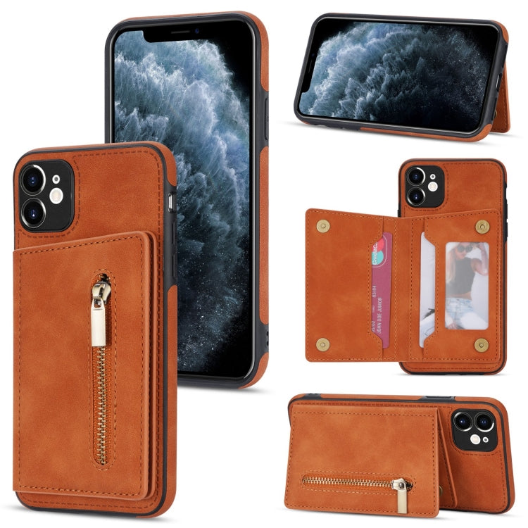 Zipper Card Holder Phone Case, For iPhone 13 mini, For iPhone 13, For iPhone 13 Pro, For iPhone 13 Pro Max, For iPhone 12, For iPhone 12 Pro Max, For iPhone 11, For iPhone 11 Pro