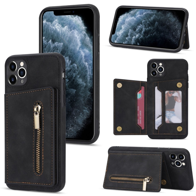 Zipper Card Holder Phone Case, For iPhone 13 mini, For iPhone 13, For iPhone 13 Pro, For iPhone 13 Pro Max, For iPhone 12, For iPhone 12 Pro Max, For iPhone 11, For iPhone 11 Pro