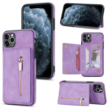 Zipper Card Holder Phone Case, For iPhone 13 mini, For iPhone 13, For iPhone 13 Pro, For iPhone 13 Pro Max, For iPhone 12, For iPhone 12 Pro Max, For iPhone 11, For iPhone 11 Pro