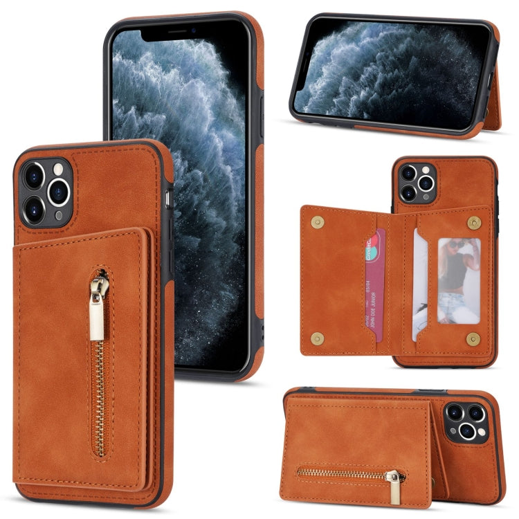 Zipper Card Holder Phone Case, For iPhone 11 Pro Max, For iPhone X / XS, For iPhone XR, For iPhone XS Max, For iPhone SE 2022 / 2020 / 8 / 7, For iPhone 8 Plus / 7 Plus, For iPhone 12 Pro, For iPhone 12 mini