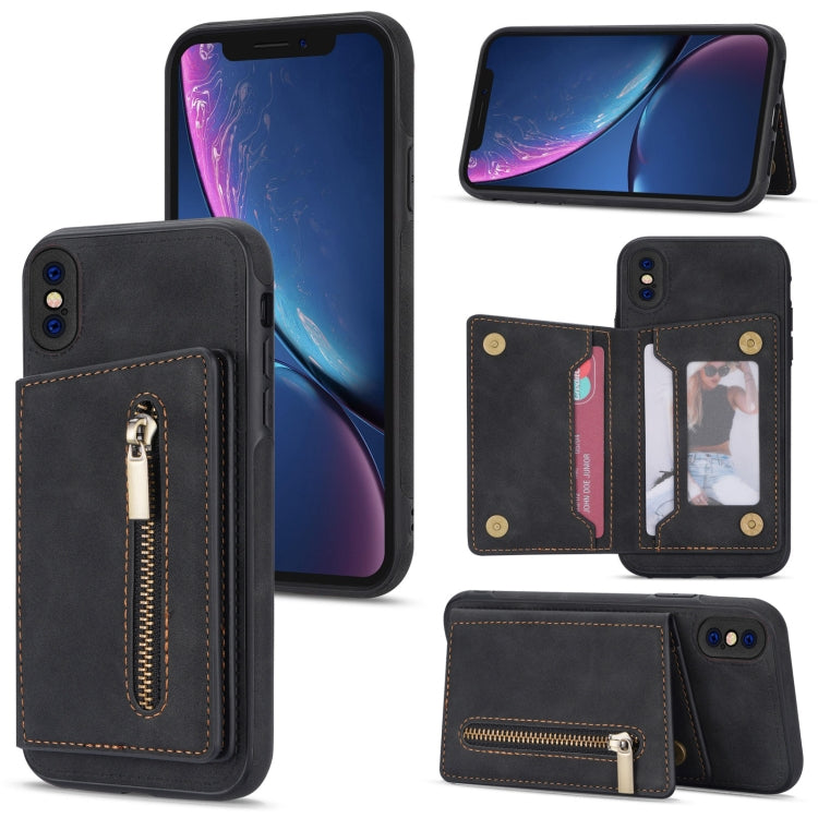 Zipper Card Holder Phone Case, For iPhone 11 Pro Max, For iPhone X / XS, For iPhone XR, For iPhone XS Max, For iPhone SE 2022 / 2020 / 8 / 7, For iPhone 8 Plus / 7 Plus, For iPhone 12 Pro, For iPhone 12 mini