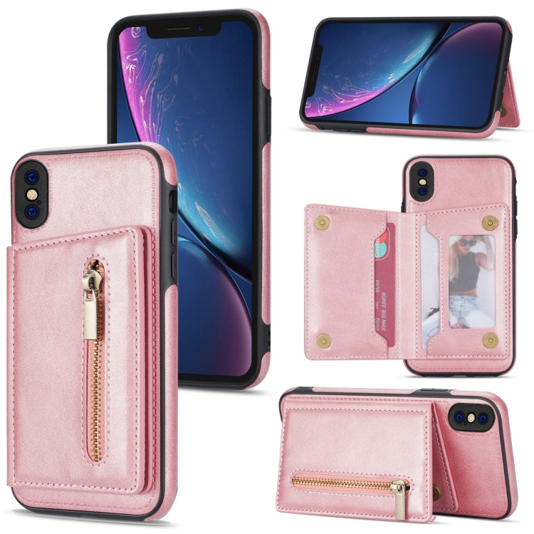 Zipper Card Holder Phone Case, For iPhone 11 Pro Max, For iPhone X / XS, For iPhone XR, For iPhone XS Max, For iPhone SE 2022 / 2020 / 8 / 7, For iPhone 8 Plus / 7 Plus, For iPhone 12 Pro, For iPhone 12 mini
