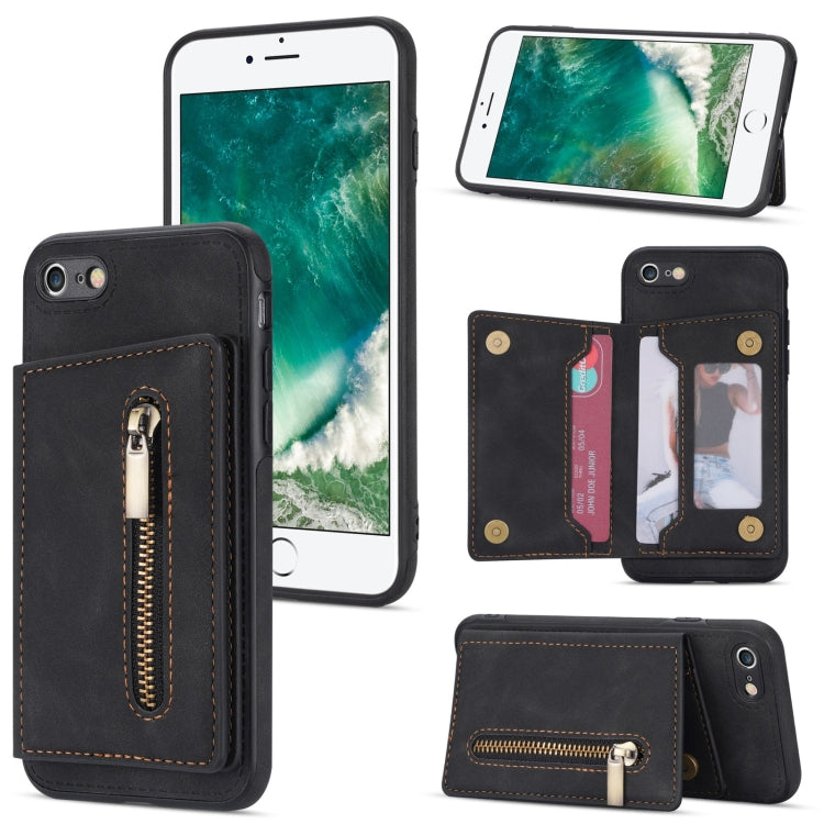 Zipper Card Holder Phone Case, For iPhone 11 Pro Max, For iPhone X / XS, For iPhone XR, For iPhone XS Max, For iPhone SE 2022 / 2020 / 8 / 7, For iPhone 8 Plus / 7 Plus, For iPhone 12 Pro, For iPhone 12 mini