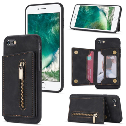 Zipper Card Holder Phone Case, For iPhone 11 Pro Max, For iPhone X / XS, For iPhone XR, For iPhone XS Max, For iPhone SE 2022 / 2020 / 8 / 7, For iPhone 8 Plus / 7 Plus, For iPhone 12 Pro, For iPhone 12 mini