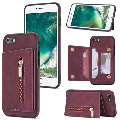Zipper Card Holder Phone Case, For iPhone 11 Pro Max, For iPhone X / XS, For iPhone XR, For iPhone XS Max, For iPhone SE 2022 / 2020 / 8 / 7, For iPhone 8 Plus / 7 Plus, For iPhone 12 Pro, For iPhone 12 mini