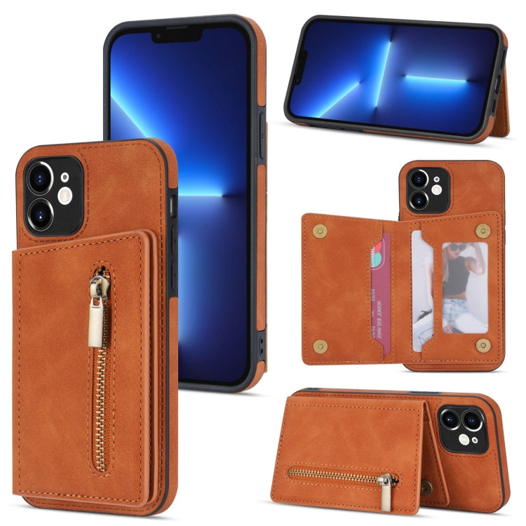 Zipper Card Holder Phone Case, For iPhone 11 Pro Max, For iPhone X / XS, For iPhone XR, For iPhone XS Max, For iPhone SE 2022 / 2020 / 8 / 7, For iPhone 8 Plus / 7 Plus, For iPhone 12 Pro, For iPhone 12 mini