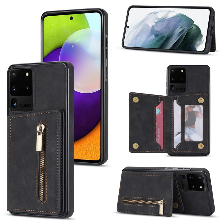 Zipper Card Holder Phone Case, For Samsung Galaxy S20 FE, For Samsung Galaxy S20 Ultra, For Samsung Galaxy S21 Ultra 5G, For Samsung Galaxy S21+ 5G, For Samsung Galaxy S21 5G, For Samsung Galaxy S21 FE 5G, For Samsung Galaxy S22 5G                     ...