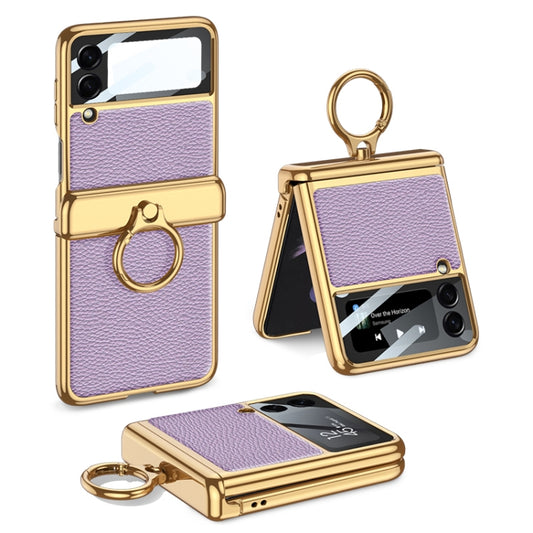 GKK Integrated Plating + Leather Flip Phone Case, For Samsung Galaxy Z Flip3 5G