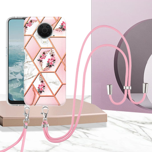 Splicing Marble Flower Pattern TPU Phone Case with Lanyard, For Motorola Moto E7 Power / E7i Power, For Nokia G20 / G10, For Nokia G21 / G11, For OnePlus Nord N20 5G, For OPPO Realme 9 Pro+ 5G, For OPPO Realme 9 Pro 5G, For OPPO Realme 9i / A36 / A96 4...