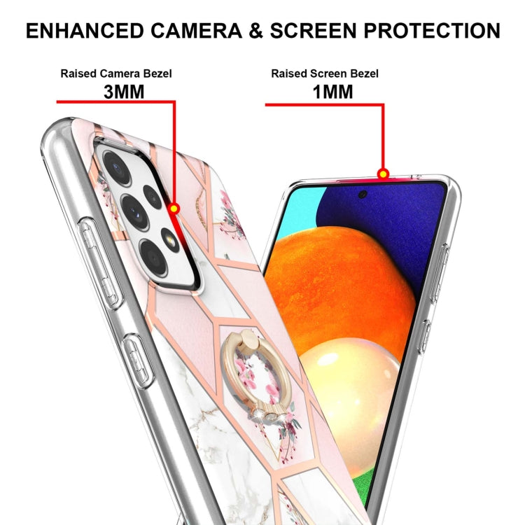 Splicing Marble Flower Pattern TPU Ring Holder Case, For Samsung Galaxy A13 4G, For Samsung Galaxy A23 5G / 4G, For Samsung Galaxy A33 5G, For Samsung Galaxy A53 5G, For Samsung Galaxy A73 5G, For Samsung Galaxy Note20, For Samsung Galaxy Note20 Ultra ...