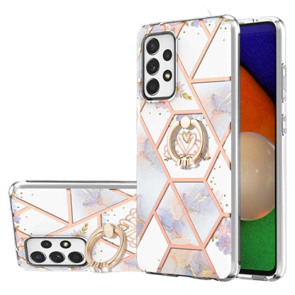 Splicing Marble Flower Pattern TPU Ring Holder Case, For Samsung Galaxy A13 4G, For Samsung Galaxy A23 5G / 4G, For Samsung Galaxy A33 5G, For Samsung Galaxy A53 5G, For Samsung Galaxy A73 5G, For Samsung Galaxy Note20, For Samsung Galaxy Note20 Ultra ...