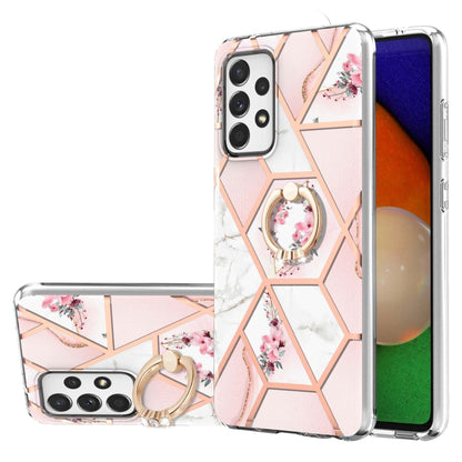 Splicing Marble Flower Pattern TPU Ring Holder Case, For Samsung Galaxy A13 4G, For Samsung Galaxy A23 5G / 4G, For Samsung Galaxy A33 5G, For Samsung Galaxy A53 5G, For Samsung Galaxy A73 5G, For Samsung Galaxy Note20, For Samsung Galaxy Note20 Ultra ...