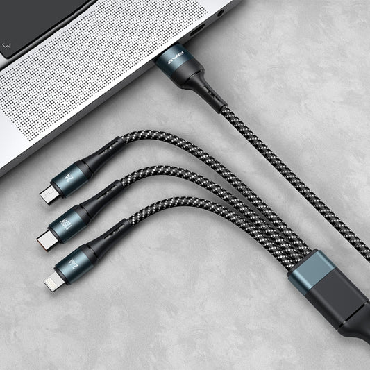 awei CL-972 Type-C / USB-C + 8 Pin + Micro USB 3 In 1 Fast Charging Data Cable, Length: 1.2m