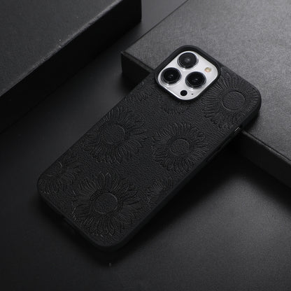 Sunflower Pattern PU+TPU+PC Shockproof Phone Case, For iPhone 13 Pro Max, For LG Wing 5G, For Motorola Razr 5G, For Huawei P50 Pocket, For Samsung Galaxy Z Flip3 5G, For Samsung Galaxy Z Fold3 5G