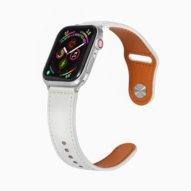 Nail Silver Buckle Leather Watch Band For Apple Watch Series, For Apple Watch Ultra 49mm&Watch Ultra 2 49mm / Series 9&8&7 45mm / SE 3&SE 2&6&SE&5&4 44mm, For Apple Watch Series 9&8&7 41mm / SE 3&SE 2&6&SE&5&4 40mm / 3&2&1 38mm                         ...