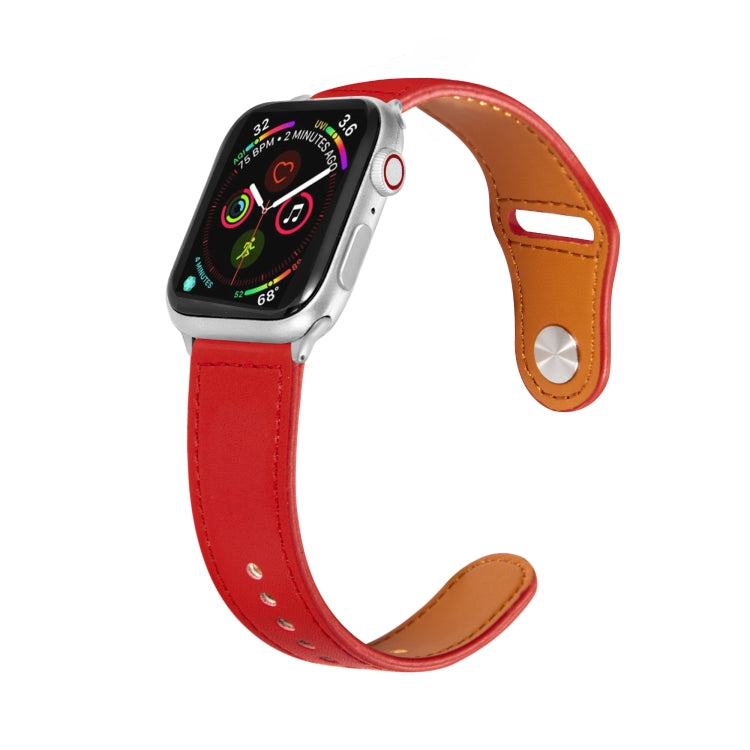 Nail Silver Buckle Leather Watch Band For Apple Watch Series, For Apple Watch Ultra 49mm&Watch Ultra 2 49mm / Series 9&8&7 45mm / SE 3&SE 2&6&SE&5&4 44mm, For Apple Watch Series 9&8&7 41mm / SE 3&SE 2&6&SE&5&4 40mm / 3&2&1 38mm                         ...