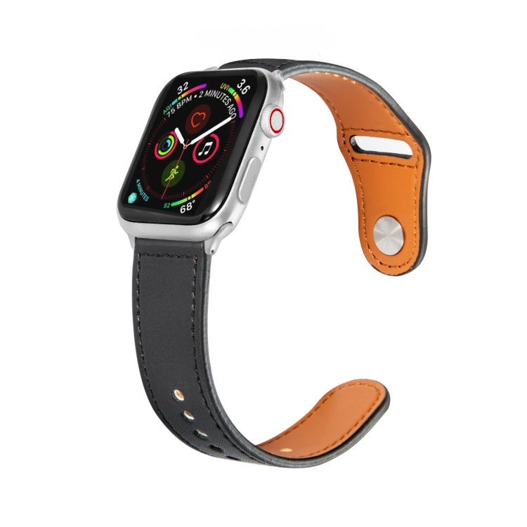 Nail Silver Buckle Leather Watch Band For Apple Watch Series, For Apple Watch Ultra 49mm&Watch Ultra 2 49mm / Series 9&8&7 45mm / SE 3&SE 2&6&SE&5&4 44mm, For Apple Watch Series 9&8&7 41mm / SE 3&SE 2&6&SE&5&4 40mm / 3&2&1 38mm                         ...