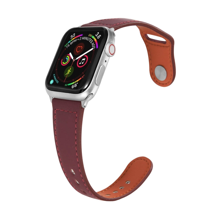 Nail Silver Buckle Leather Watch Band For Apple Watch Series, For Apple Watch Ultra 49mm&Watch Ultra 2 49mm / Series 9&8&7 45mm / SE 3&SE 2&6&SE&5&4 44mm, For Apple Watch Series 9&8&7 41mm / SE 3&SE 2&6&SE&5&4 40mm / 3&2&1 38mm                         ...