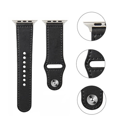 Nail Silver Buckle Leather Watch Band For Apple Watch Series, For Apple Watch Ultra 49mm&Watch Ultra 2 49mm / Series 9&8&7 45mm / SE 3&SE 2&6&SE&5&4 44mm, For Apple Watch Series 9&8&7 41mm / SE 3&SE 2&6&SE&5&4 40mm / 3&2&1 38mm                         ...