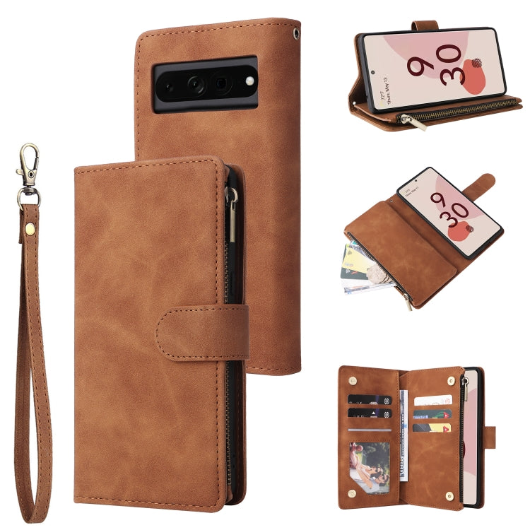 Multifunctional Frosted Zipper Wallet Leather Phone Case, For Samsung Galaxy A13 4G, For Samsung Galaxy A23, For OnePlus 9 Pro, For OnePlus 9, For Google Pixel 6 Pro, For Google Pixel 6a, For Google Pixel 7 5G, For Google Pixel 7 Pro 5G                ...