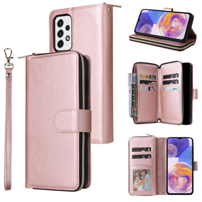 9 Card Slots Zipper Wallet Bag Leather Phone Case, For Xiaomi Redmi Note 11S, For Samsung Galaxy A23
