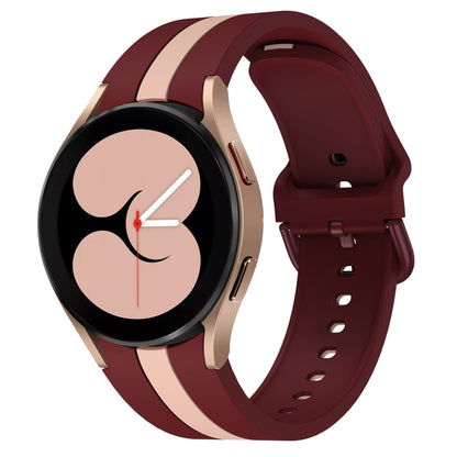 For Samsung Galaxy Watch4 40/44mm / Watch4 Classic 42/46mm Three Vertical Stripes Two-color Silicone Watch Band