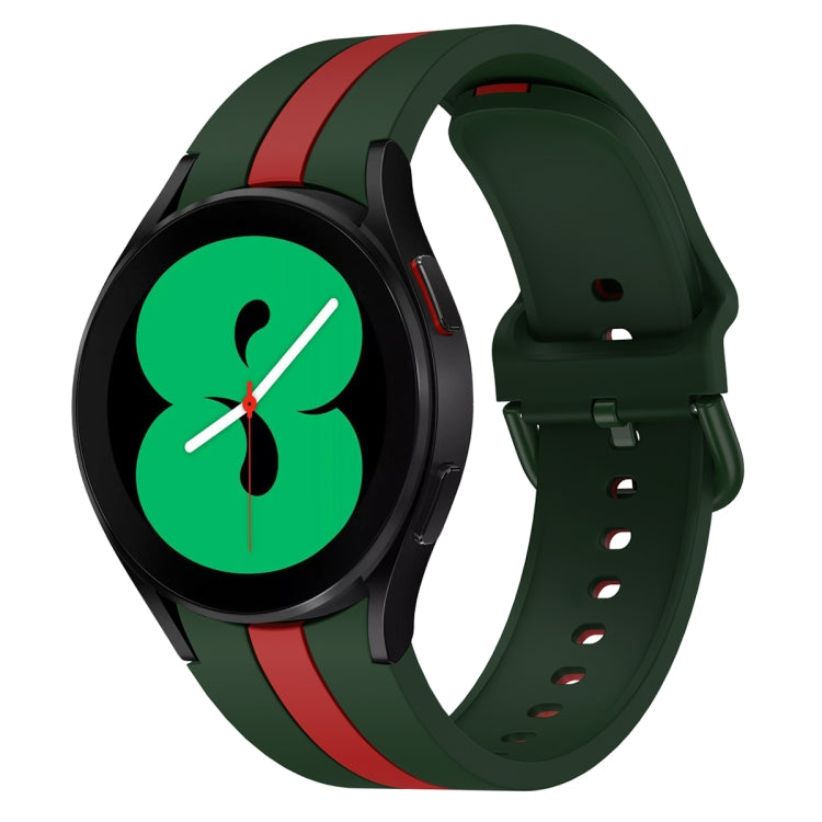 For Samsung Galaxy Watch4 40/44mm / Watch4 Classic 42/46mm Three Vertical Stripes Two-color Silicone Watch Band