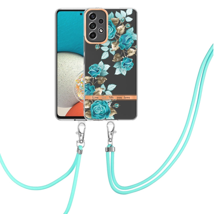 Flowers Series TPU Phone Case with Lanyard, For Samsung Galaxy A73 5G