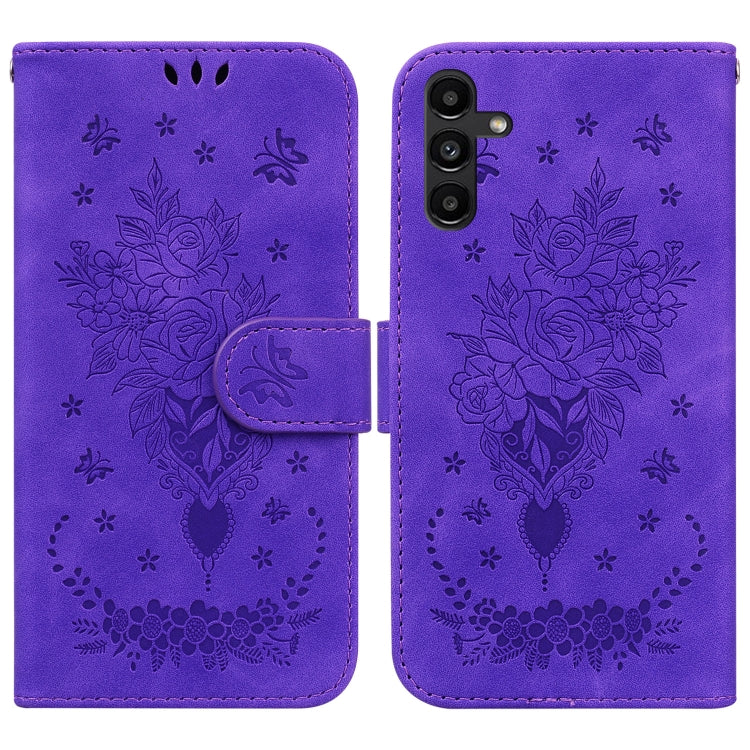 Butterfly Rose Embossed Leather Phone Case, For Samsung Galaxy A03s EU Version, For Samsung Galaxy A13 5G, For Samsung Galaxy A23, For Samsung Galaxy A51 5G, For Samsung Galaxy A52 5G / 4G, For Samsung Galaxy A71, For Samsung Galaxy A71 5G             ...