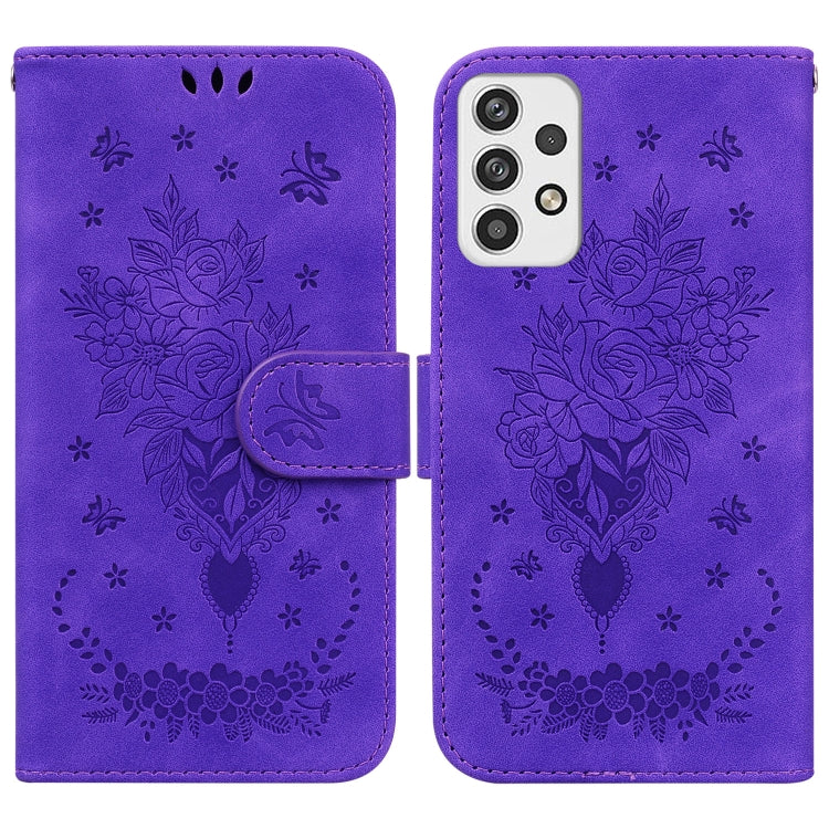 Butterfly Rose Embossed Leather Phone Case, For Samsung Galaxy A03s EU Version, For Samsung Galaxy A13 5G, For Samsung Galaxy A23, For Samsung Galaxy A51 5G, For Samsung Galaxy A52 5G / 4G, For Samsung Galaxy A71, For Samsung Galaxy A71 5G             ...