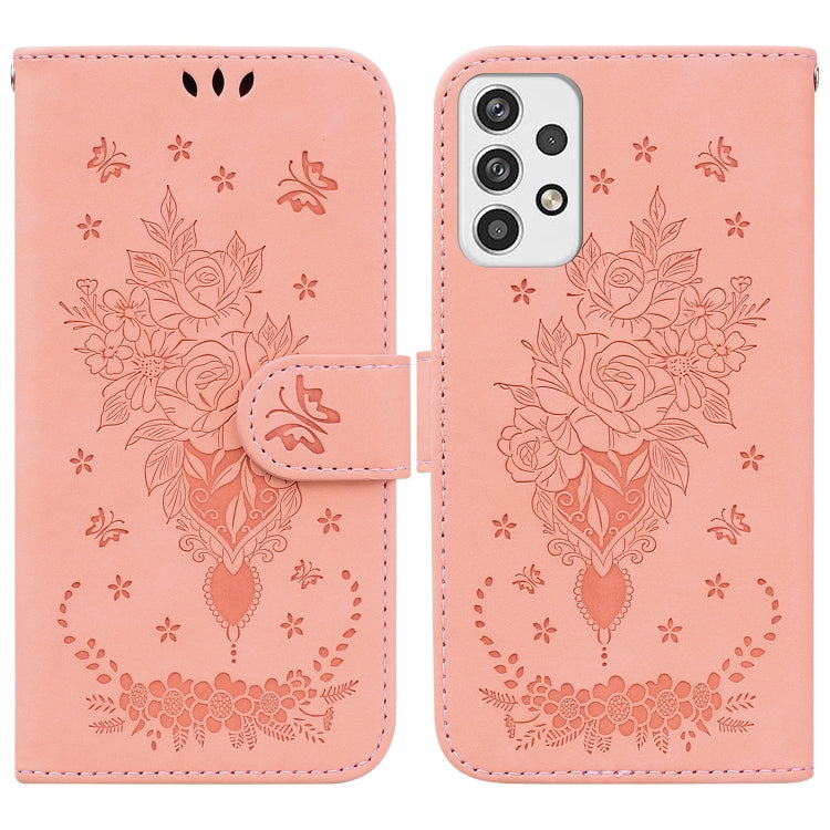 Butterfly Rose Embossed Leather Phone Case, For Samsung Galaxy A03s EU Version, For Samsung Galaxy A13 5G, For Samsung Galaxy A23, For Samsung Galaxy A51 5G, For Samsung Galaxy A52 5G / 4G, For Samsung Galaxy A71, For Samsung Galaxy A71 5G             ...