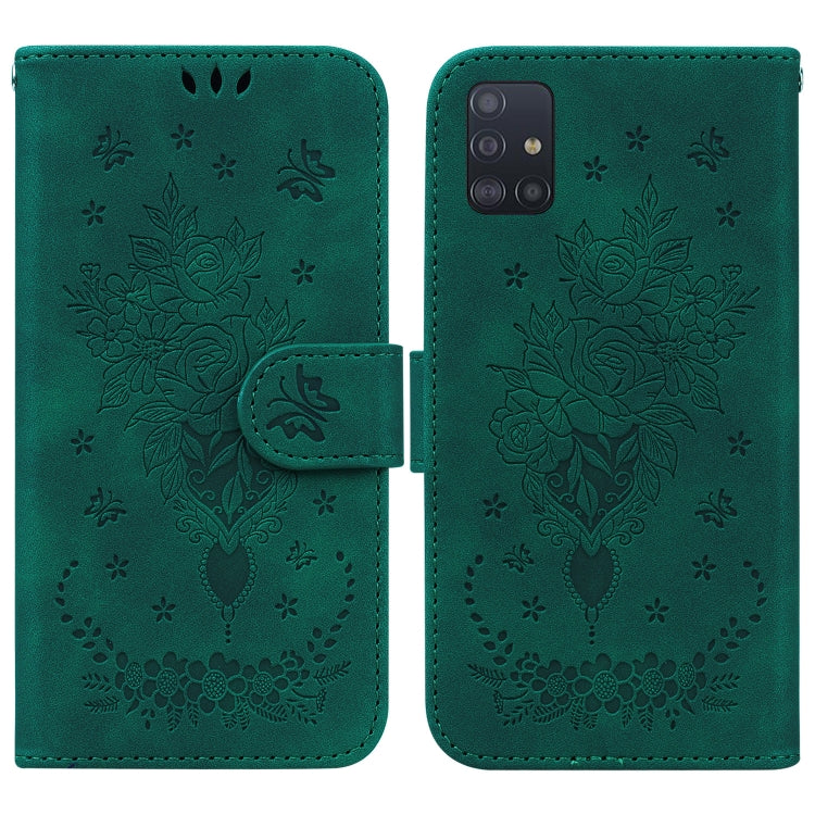 Butterfly Rose Embossed Leather Phone Case, For Samsung Galaxy A03s EU Version, For Samsung Galaxy A13 5G, For Samsung Galaxy A23, For Samsung Galaxy A51 5G, For Samsung Galaxy A52 5G / 4G, For Samsung Galaxy A71, For Samsung Galaxy A71 5G             ...