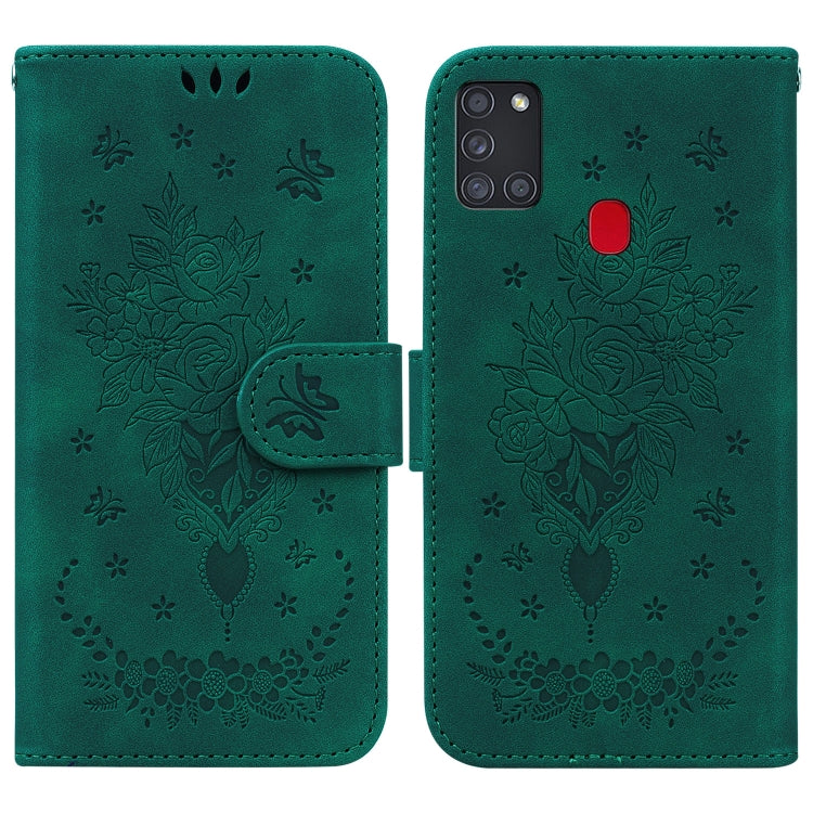Butterfly Rose Embossed Leather Phone Case, For Samsung Galaxy A12 5G, For Samsung Galaxy A21s, For Samsung Galaxy A22 4G, For Samsung Galaxy A31, For Samsung Galaxy A32 4G, For Samsung Galaxy A32 5G, For Samsung Galaxy A42 5G