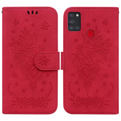 Butterfly Rose Embossed Leather Phone Case, For Samsung Galaxy A12 5G, For Samsung Galaxy A21s, For Samsung Galaxy A22 4G, For Samsung Galaxy A31, For Samsung Galaxy A32 4G, For Samsung Galaxy A32 5G, For Samsung Galaxy A42 5G