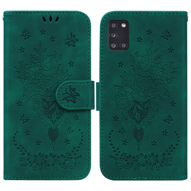 Butterfly Rose Embossed Leather Phone Case, For Samsung Galaxy A12 5G, For Samsung Galaxy A21s, For Samsung Galaxy A22 4G, For Samsung Galaxy A31, For Samsung Galaxy A32 4G, For Samsung Galaxy A32 5G, For Samsung Galaxy A42 5G
