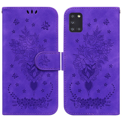 Butterfly Rose Embossed Leather Phone Case, For Samsung Galaxy A12 5G, For Samsung Galaxy A21s, For Samsung Galaxy A22 4G, For Samsung Galaxy A31, For Samsung Galaxy A32 4G, For Samsung Galaxy A32 5G, For Samsung Galaxy A42 5G