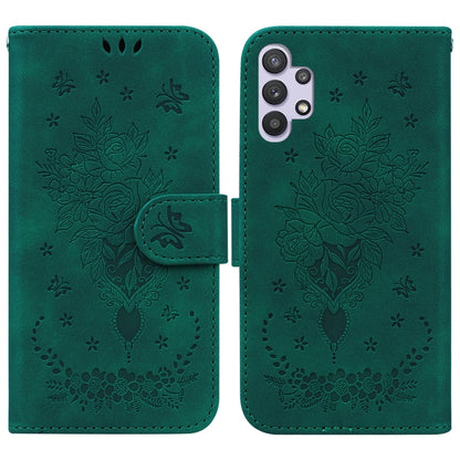 Butterfly Rose Embossed Leather Phone Case, For Samsung Galaxy A12 5G, For Samsung Galaxy A21s, For Samsung Galaxy A22 4G, For Samsung Galaxy A31, For Samsung Galaxy A32 4G, For Samsung Galaxy A32 5G, For Samsung Galaxy A42 5G