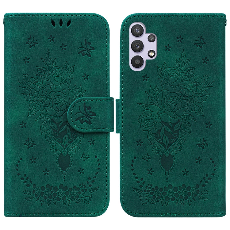 Butterfly Rose Embossed Leather Phone Case, For Samsung Galaxy A12 5G, For Samsung Galaxy A21s, For Samsung Galaxy A22 4G, For Samsung Galaxy A31, For Samsung Galaxy A32 4G, For Samsung Galaxy A32 5G, For Samsung Galaxy A42 5G