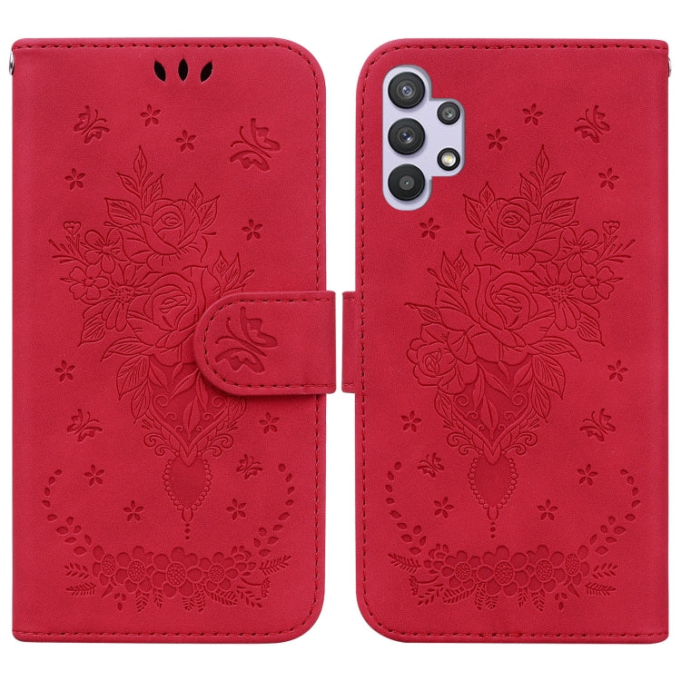 Butterfly Rose Embossed Leather Phone Case, For Samsung Galaxy A12 5G, For Samsung Galaxy A21s, For Samsung Galaxy A22 4G, For Samsung Galaxy A31, For Samsung Galaxy A32 4G, For Samsung Galaxy A32 5G, For Samsung Galaxy A42 5G