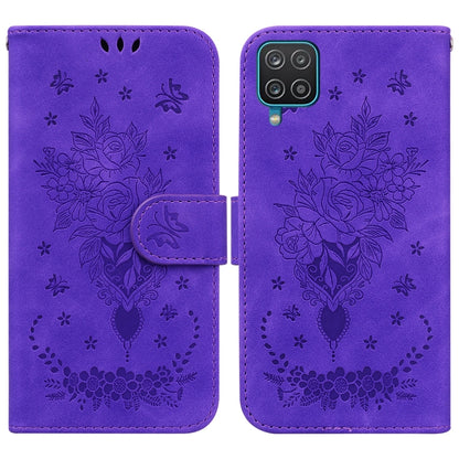 Butterfly Rose Embossed Leather Phone Case, For Samsung Galaxy A12 5G, For Samsung Galaxy A21s, For Samsung Galaxy A22 4G, For Samsung Galaxy A31, For Samsung Galaxy A32 4G, For Samsung Galaxy A32 5G, For Samsung Galaxy A42 5G